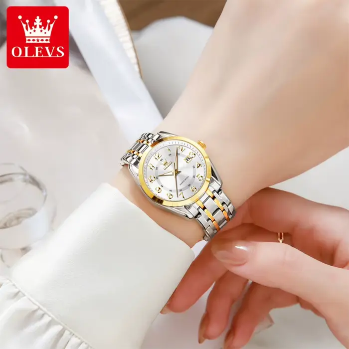 Montre OLEVS Quartz pour Femmes avec Fonction Chronographe et Date Résistante à l'Eau Occasions Spéciales et Quotidienne