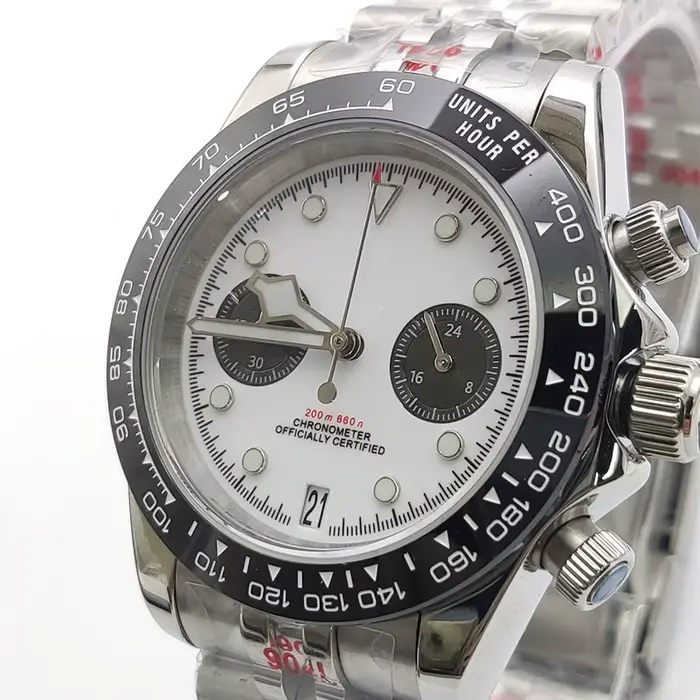 Montre en acier inoxydable à quartz avec cristal de saphir pour homme, fonction chronographe, résistance à l'eau, pour diverses occasions