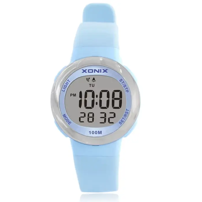 XONIX étanche 100m natation plongée femme étudiant montre garçons filles LED numérique sport caoutchouc enfants alarme chronomètre FE