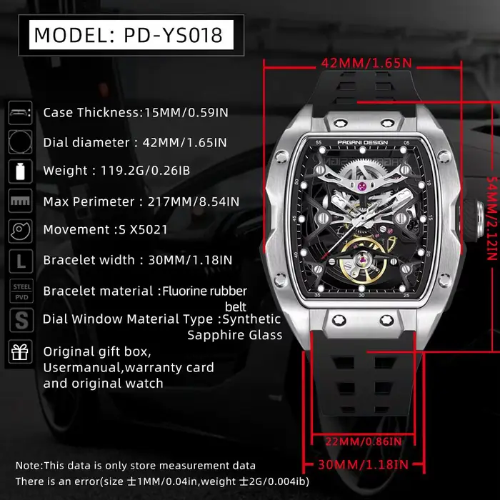 Montre-bracelet mécanique automatique pour homme en acier inoxydable saphir avec bracelet en caoutchouc pour occasions décontractées et élégantes
