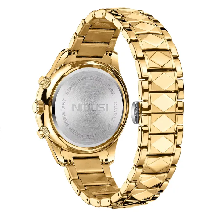 Montre NIBOSI en acier inoxydable élégante avec affichage chiffres romains pour hommes occassions spéciales quartz chronographe lumineuse résistante à l'eau