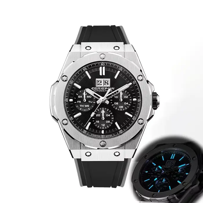 Montre mécanique automatique CERIEPON Série Blue Planet avec cristal saphir, étanche, lumineuse, pou