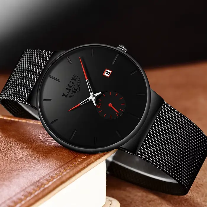 LIGE Quartz horloge sport hommes montre haut de gamme de luxe célèbre robe montres de mode mâle unisexe Ultra mince montre-bracelet Para Hombre
