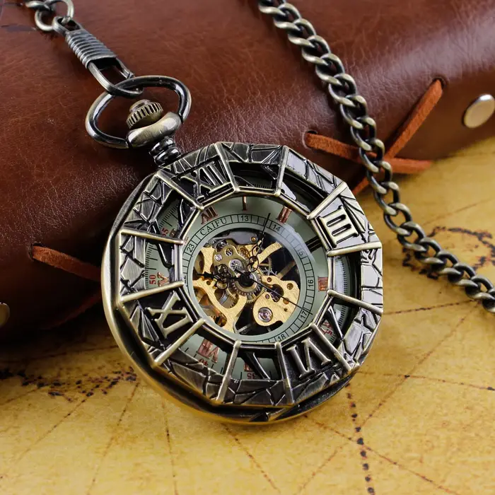 Montre de Poche Rétro Antique en Acier Inoxydable à Remontage Manuel pour Occasions Spéciales et Collectionneurs