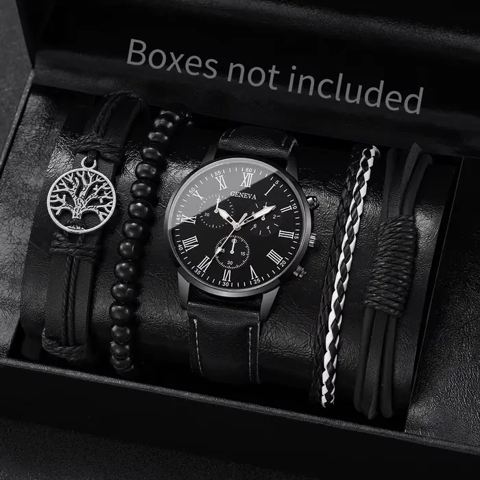4/5 pièces mode hommes montres homme d'affaires Quartz montre-bracelet Vintage en cuir Bracelets ensemble Reloj Hombre (sans boîte)