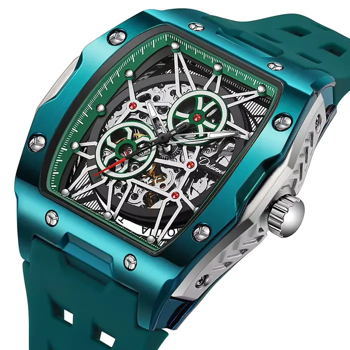 Montre mécanique automatique squelette luxueuse pour hommes résistante à l'eau et lumineuse nouvelle collection à offrir pour diverses occasions