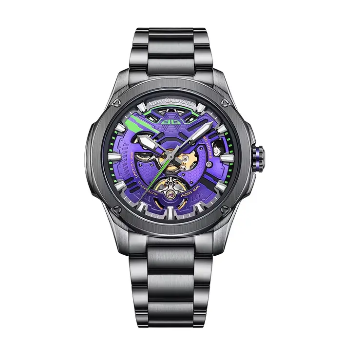Montre mécanique automatique EVA×WM, modèle pour homme, en acier inoxydable, résistante à l'eau, sér