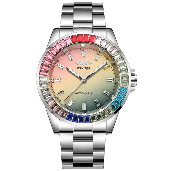 Montres mécaniques T-WINNER diamants colorés automatiques pour hommes luxe étanches pour occasions spéciales