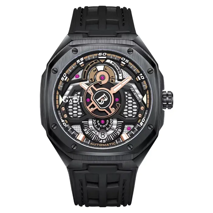 BONEST GATTI – montre automatique pour hommes, montre-bracelet mécanique, étanche à 50M, miroir saph