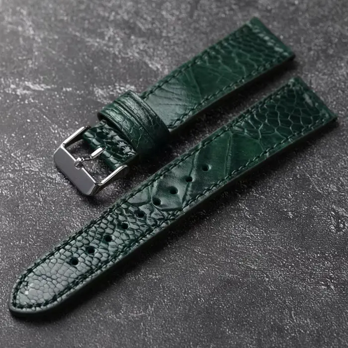 Bracelet en cuir de pied d'autruche fait main style vintage pour homme ou femme occasion spéciale bleu vert noir rouge