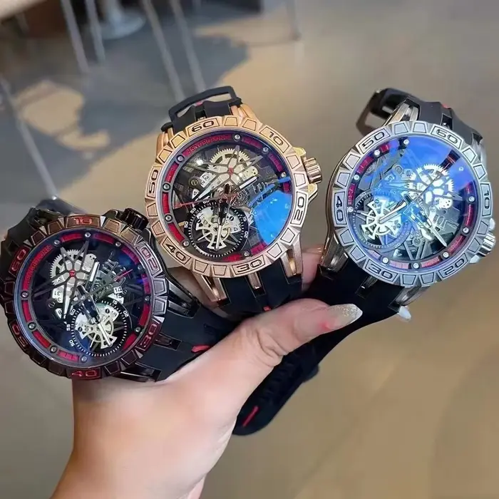2025 montres à Quartz hommes AAA Cool 3D créatif 49mm grand cadran luxe bracelet en caoutchouc étanche montre-bracelet originale Relogio Masculino