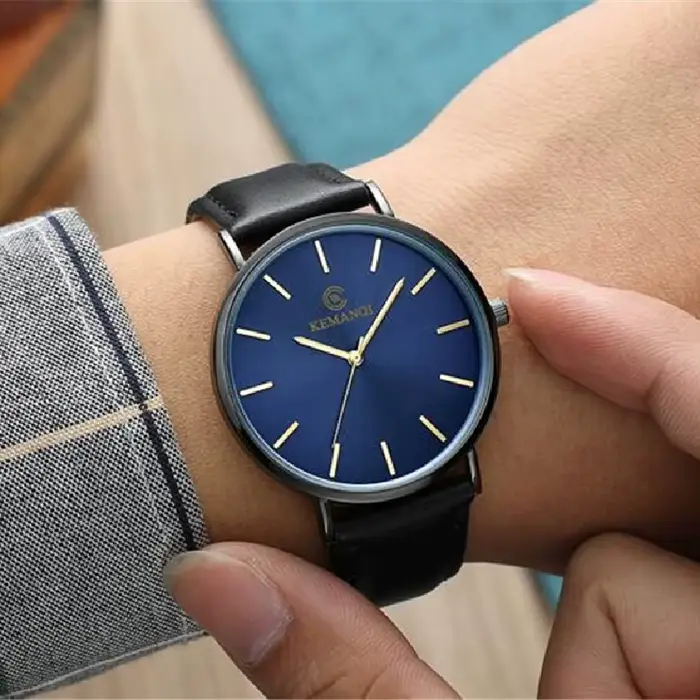 Montre JBAILI en acier inoxydable avec bracelet en cuir pour homme élégant occasions spéciales affaires soirées