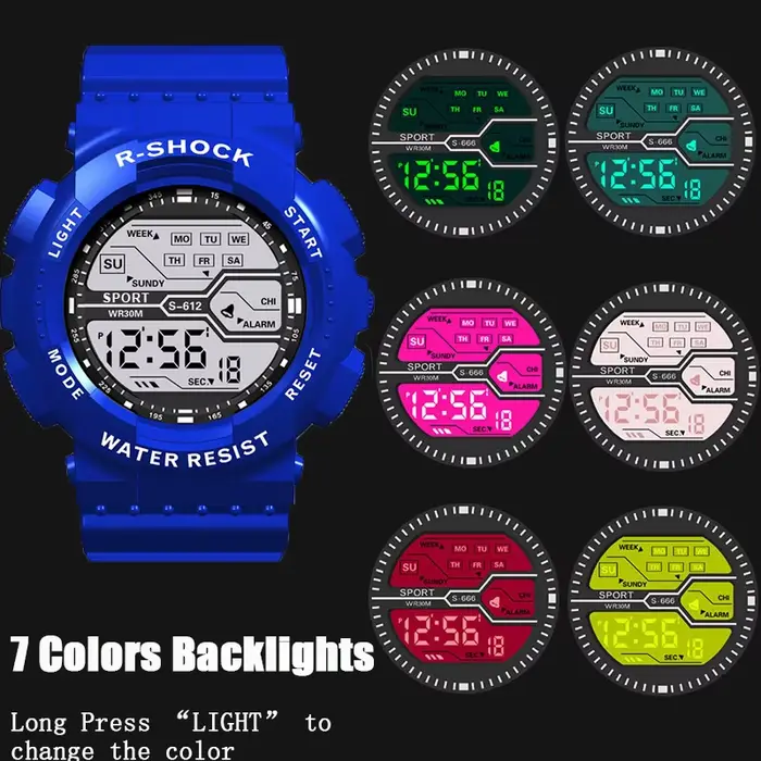 Sport de plein air hommes montre multifonction grand écran LED électronique étanche lumineux militaire numérique montres Reloj Hombre
