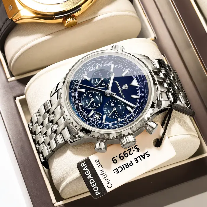 POEDAGAR mode militaire hommes montres étanche lumineux Date chronographe homme montre en acier inox