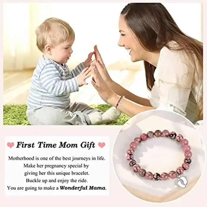 Bracelet perlé en pierre naturelle pour femme enceinte