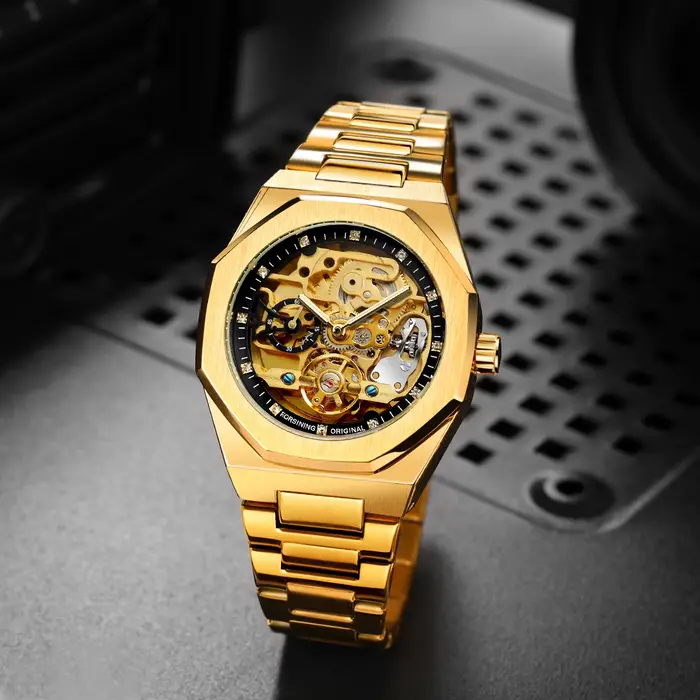 Forsining Tourbillon squelette montre mécanique pour hommes aiguilles lumineuses bracelet en acier inoxydable mode affaires montres automatiques