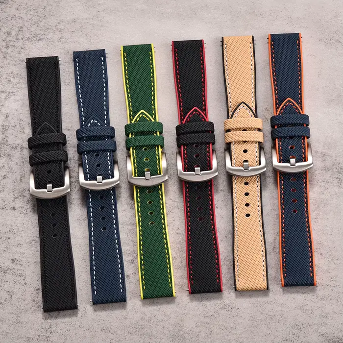 Bracelet de montre en caoutchouc FKM et toile de voile en cuir pour montres traditionnelles résistantes à l'eau et durables occasions spéciales