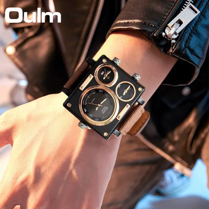 Oulm tout nouveau Style Unique concepteur montre pour hommes de haute qualité tissu en cuir