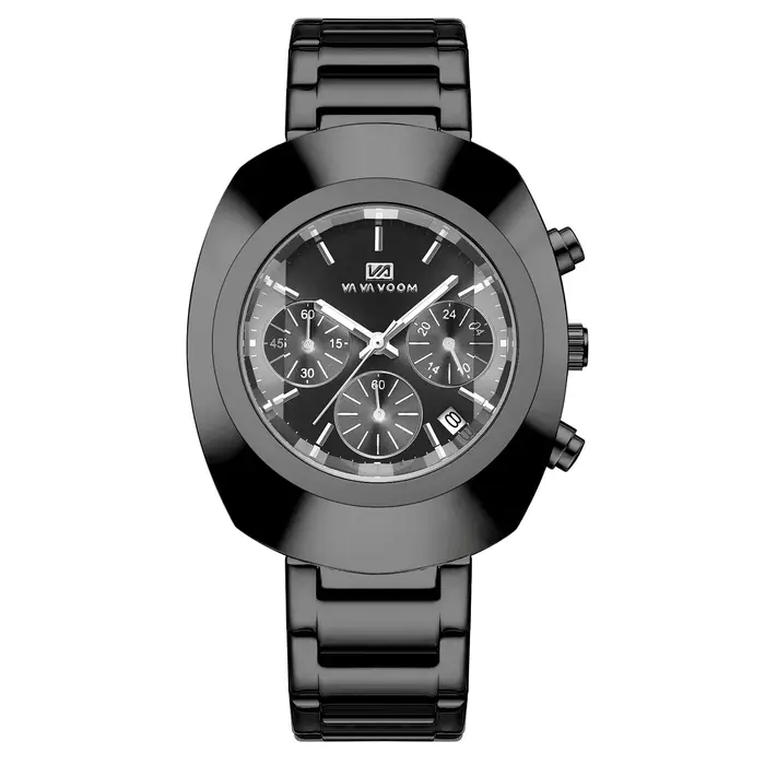 Montre homme VA VA VOOM multifonctionnelle bracelet acier inoxydable cadran ovale sport luxe multifonction quartz certifiée CE