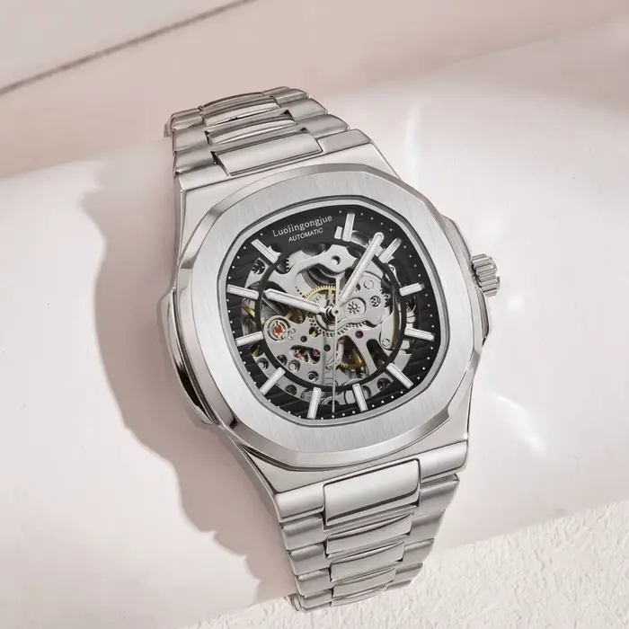 Montre mécanique squelette entièrement automatique pour homme