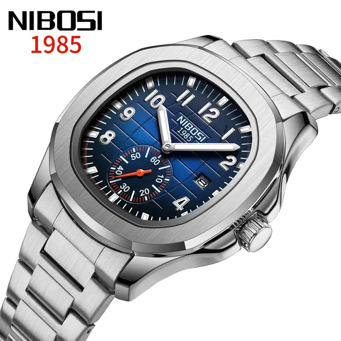 NIBOSI 2025 Nouvelles montres pour homme en acier inoxydable, étanches, design de marque, mode, spor