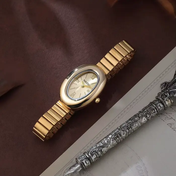 1 montre à quartz ovale élégante, décontractée et luxueuse, à la mode