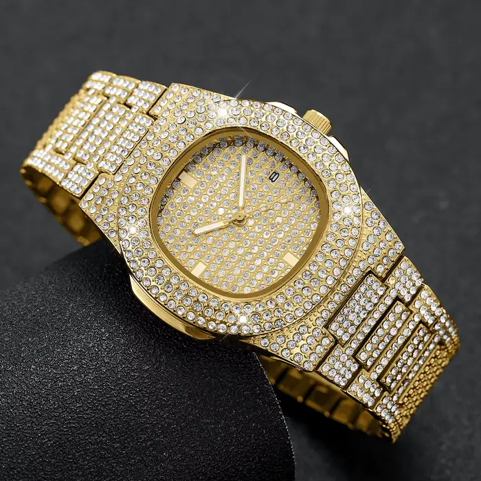 Montre-bracelet à quartz en acier inoxydable pour homme avec calendrier