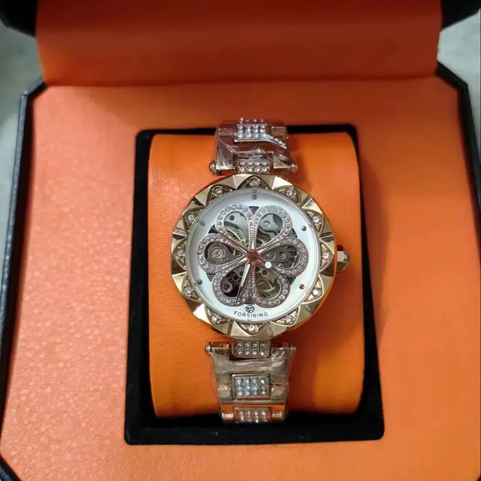 Montre pour Femme en or Rose mode Bling Quartz décontracté dame horloge