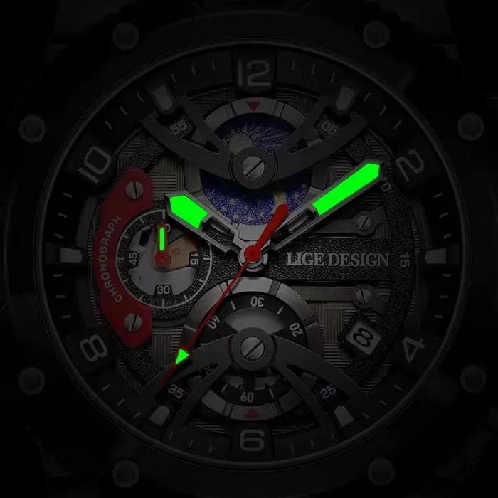 LIGE 2025 nouvelles montres pour hommes mode sport date chronographe montre à quartz bracelet en silicone étanche