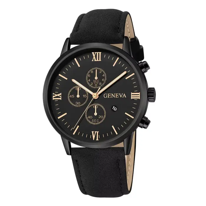 Genève – montre en cuir Ultra mince pour hommes