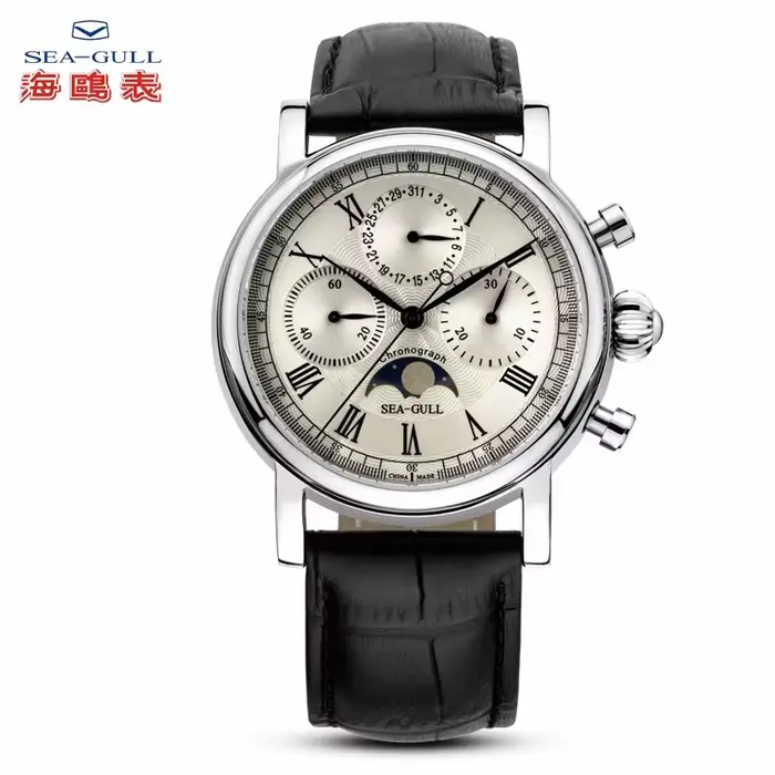 Seagull Master Series montre mécanique manuelle de luxe Phase de lune chronographe calendrier comple