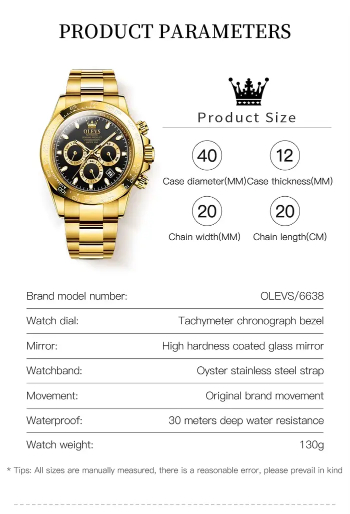 OLEVS 6638 marque originale classique homme montre de luxe automatique mécanique montres pour hommes chronographe