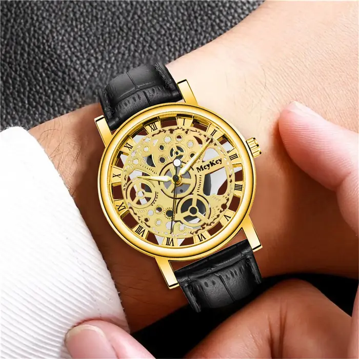 Montre-bracelet de luxe à quartz pour hommes avec fonction chronomètre et cadrans en chiffres romains pour occasions spéciales et style intemporel