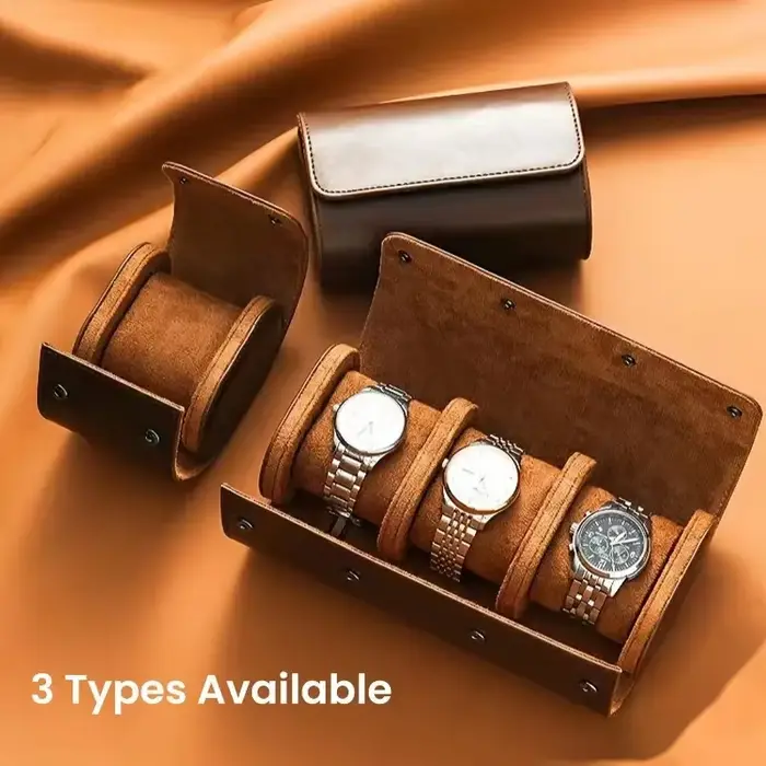 Étui de voyage en rouleau de montre – 3 rangements et organisateurs de montres-stockage sécurisé avec oreillers