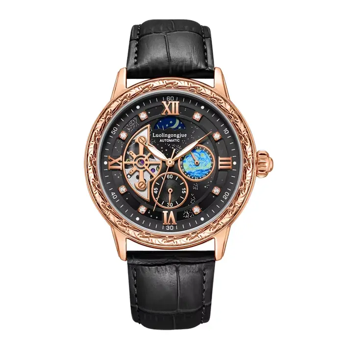 Montre mécanique automatique de luxe pour homme, avec un design squelette, élégante, décontractée, s