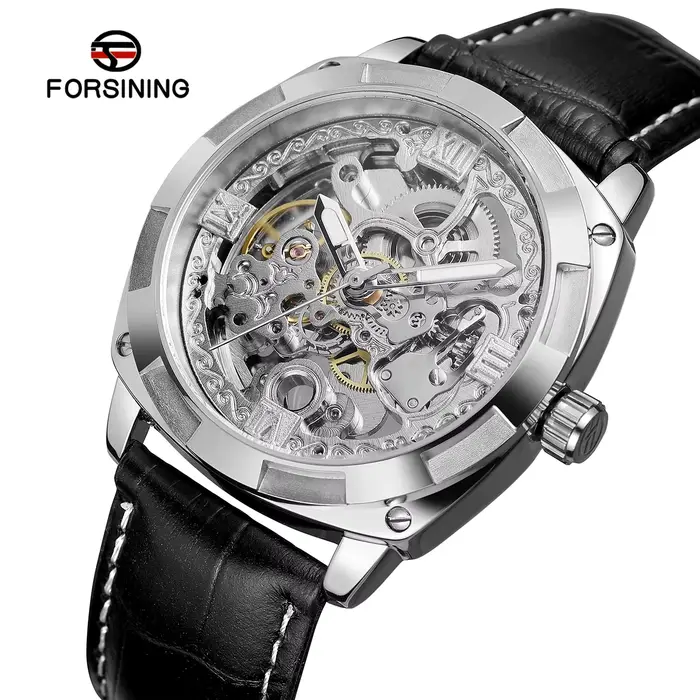 Montre automatique FORSINING squelette 3D décontractée élégante résistante à l'eau pour homme occasions spéciales