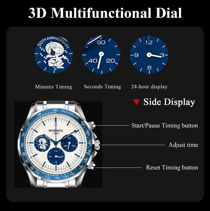 Montre à Quartz Luxe MOBWOL 2026 Acier Inoxydable Bracelet Pour Hommes Occasions Sportives et Affaires