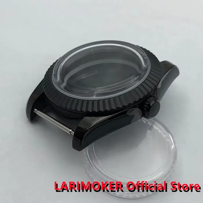 Boîtier de montre en verre saphir avec dents noires