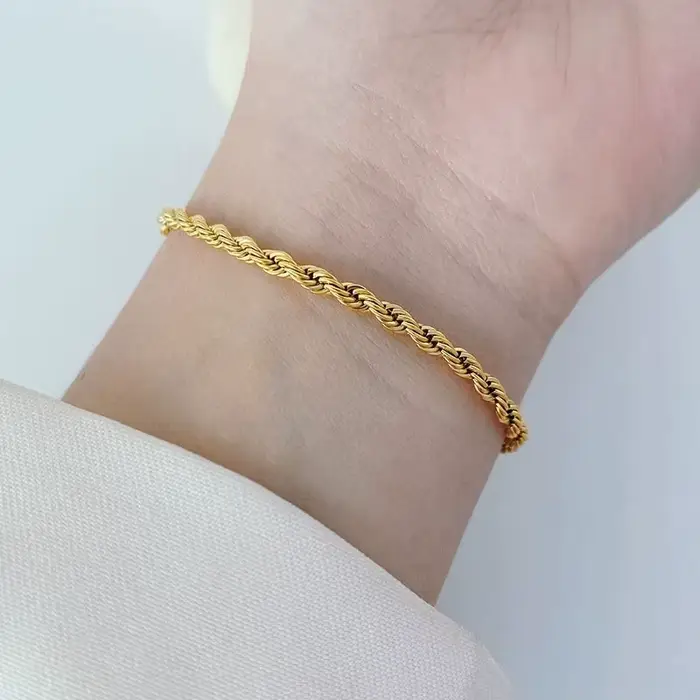 Bracelet chaîne en acier inoxydable de 4MM pour hommes et femmes