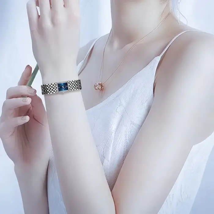 LIGE montre en argent pour femmes carré dames montres à Quartz en acier inoxydable
