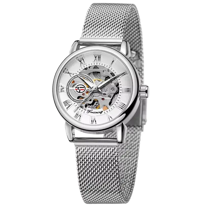 Montre Femme Forsining 2026 Luxe Squelette Argent Bracelet Étanche Mécanique Cadeau