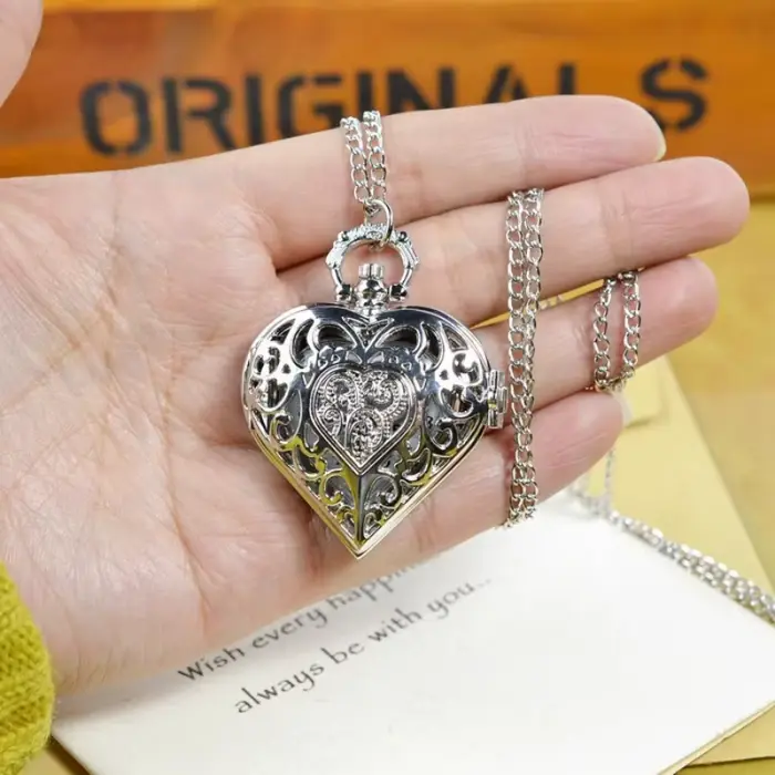 Montre de poche à Quartz lisse argenté pour hommes et femmes