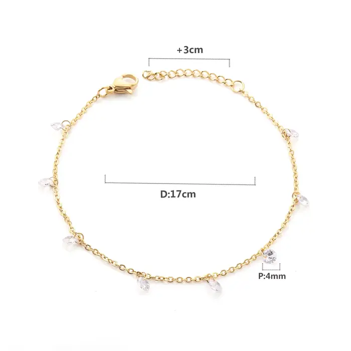 Bracelets de luxe en acier inoxydable pour femmes plaqué or couleur argent charme cubique zircone lien chaîne