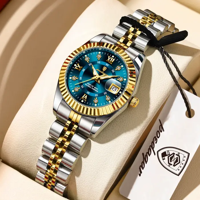 POEDAGAR Montres de luxe pour couple Date luminescente Classique Montres pour couple Montre à quartz