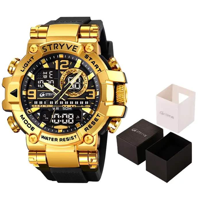Nouvelle montre STRYVE pour hommes numérique-analogique double mouvement calendrier lumineux 50M mon