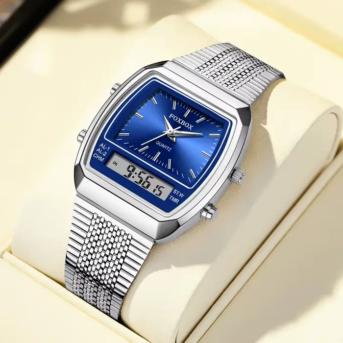 FOXBOX montres à Quartz de luxe mode double affichage temps pour hommes femmes Sports de plein air s