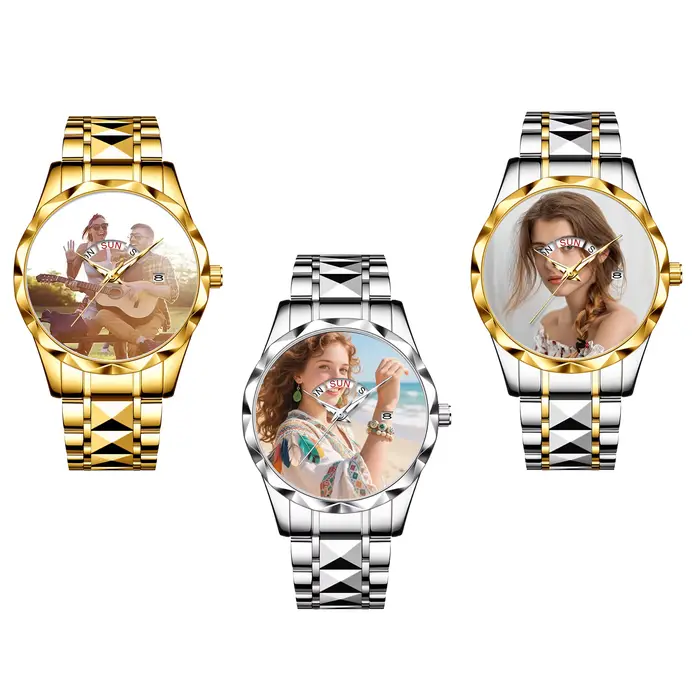 Montre-bracelet personnalisable pour femme avec image personnalisée : élégante
