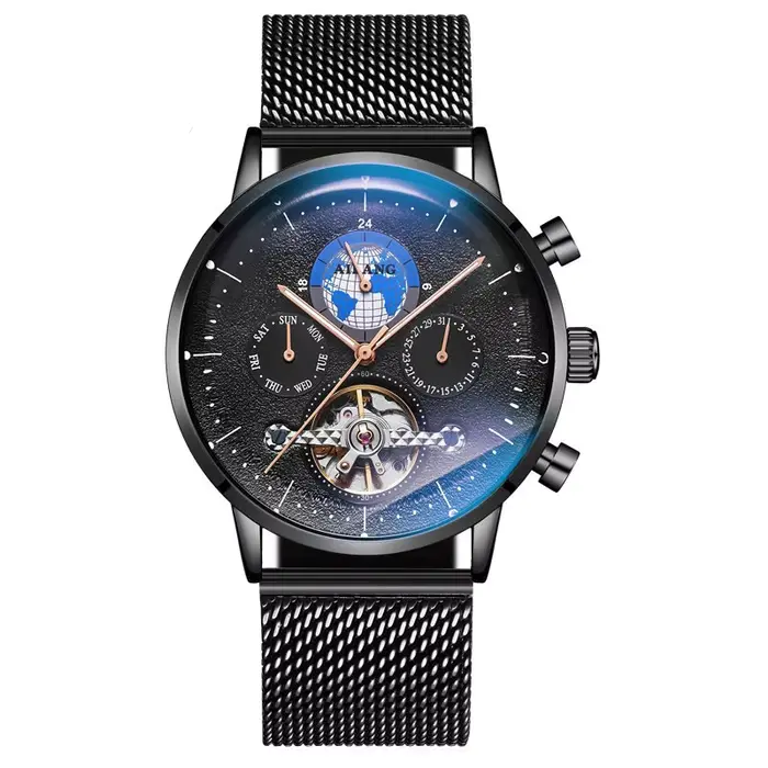 Montre mécanique automatique multifonctionnelle The Earth Chronograph, tourbillon de haute qualité, 
