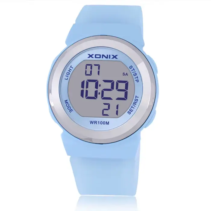 Chaude!!! XONIX Mode Femmes Montres de Sport Étanche 100 m Dames De Gelée LED Montre Numérique De Natation Plongée Main