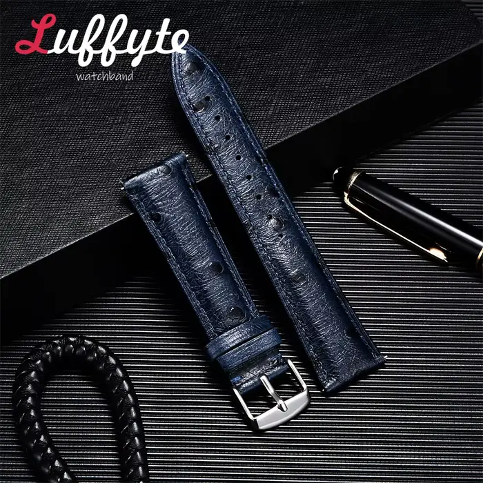 Accessoires de montre motif d'autruche bracelets de montre en cuir de vachette 18mm 20mm 22mm hommes